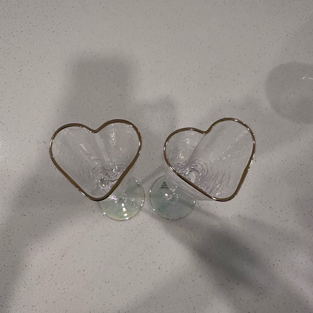 Cupcakes & Cashmere Heart-Shaped Champagne Glasses with Gold Rim